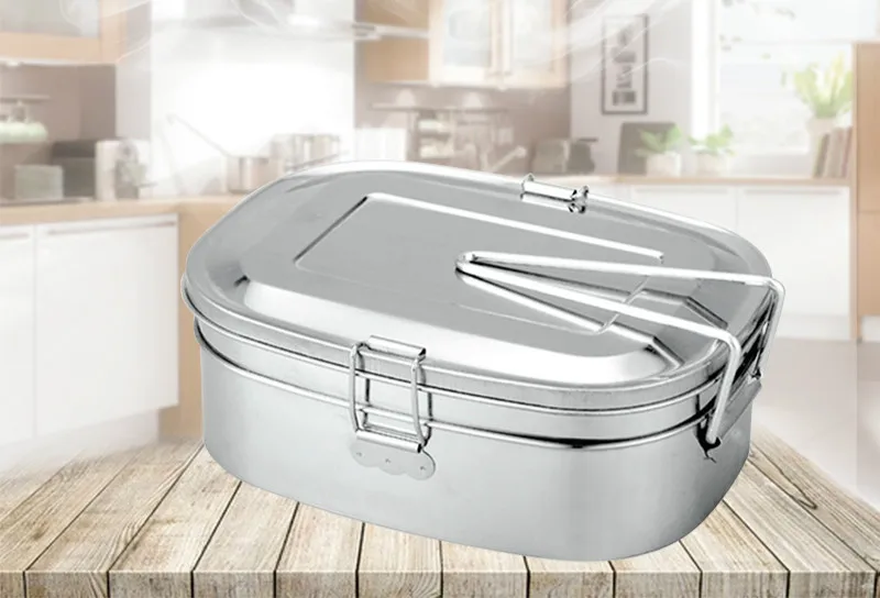 

2 Layers Square Lunchbox Multi-tape Food Grade 304 Stainless Steel Lunch Box Japanese Student Lunch Box Kitchen Dining & Bar