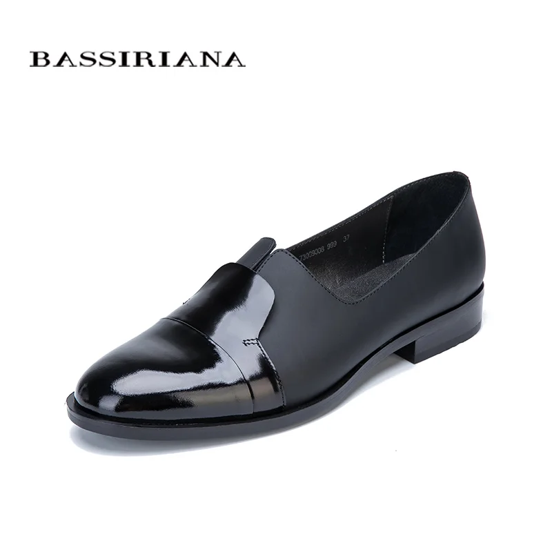 Bassiriana Новые сезона 2017 Повседневная лодочки туфли Натуральная кожа обувь женская