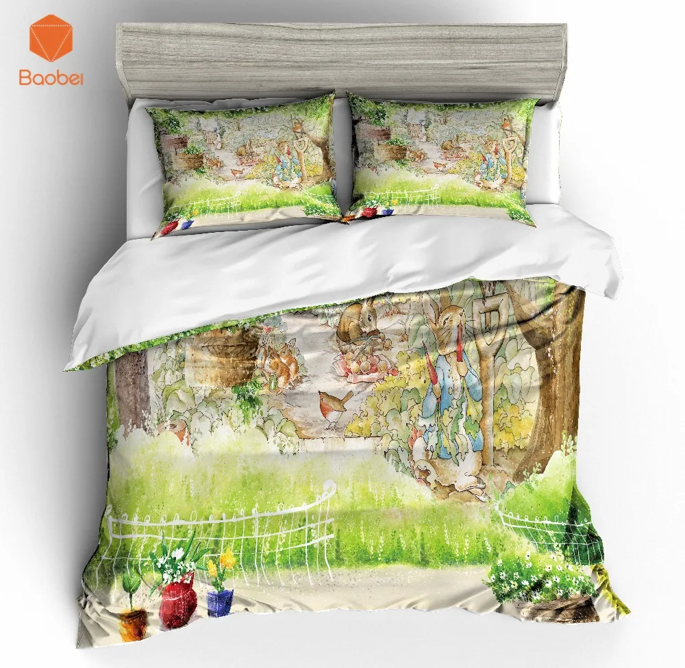 

2/3Pcs 3D Rabbit Carrot Beddingt set With Pillowcase Scenic Bed Duvet Cover for Kids Adults Bedclothes Quilt Cover Home Textile