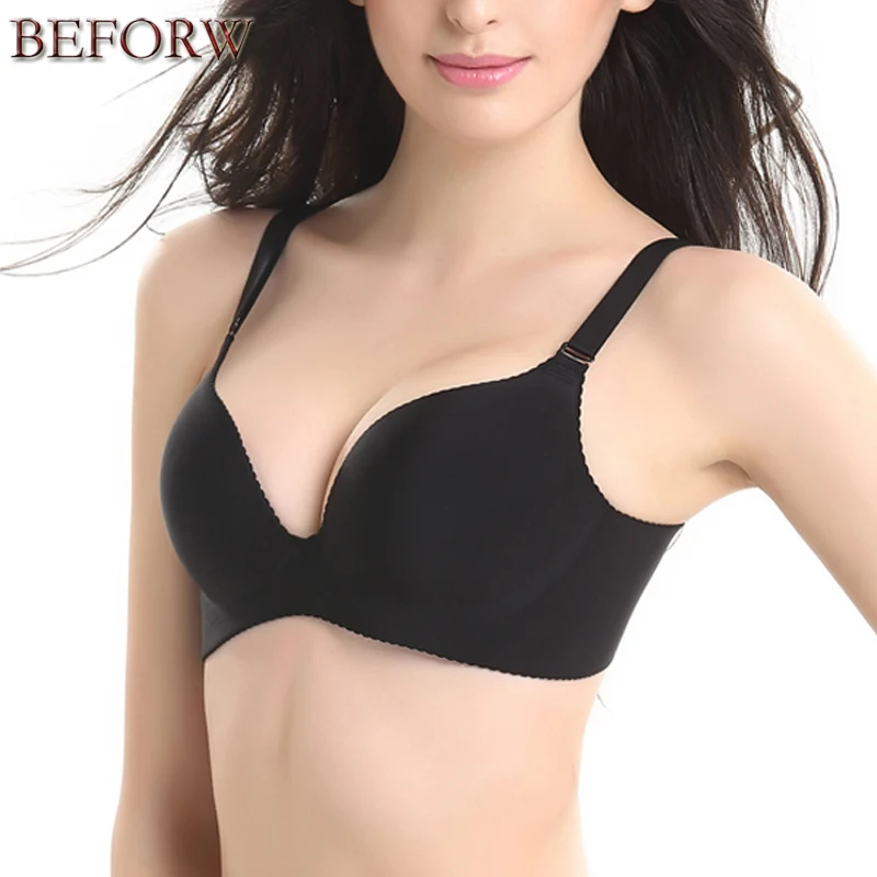 Women Sexy Seamless Bra Push Up Bras Big Size Cup Brassiere 3/4 Cup Underwear Gather Adjustable Intimates Bras For Women