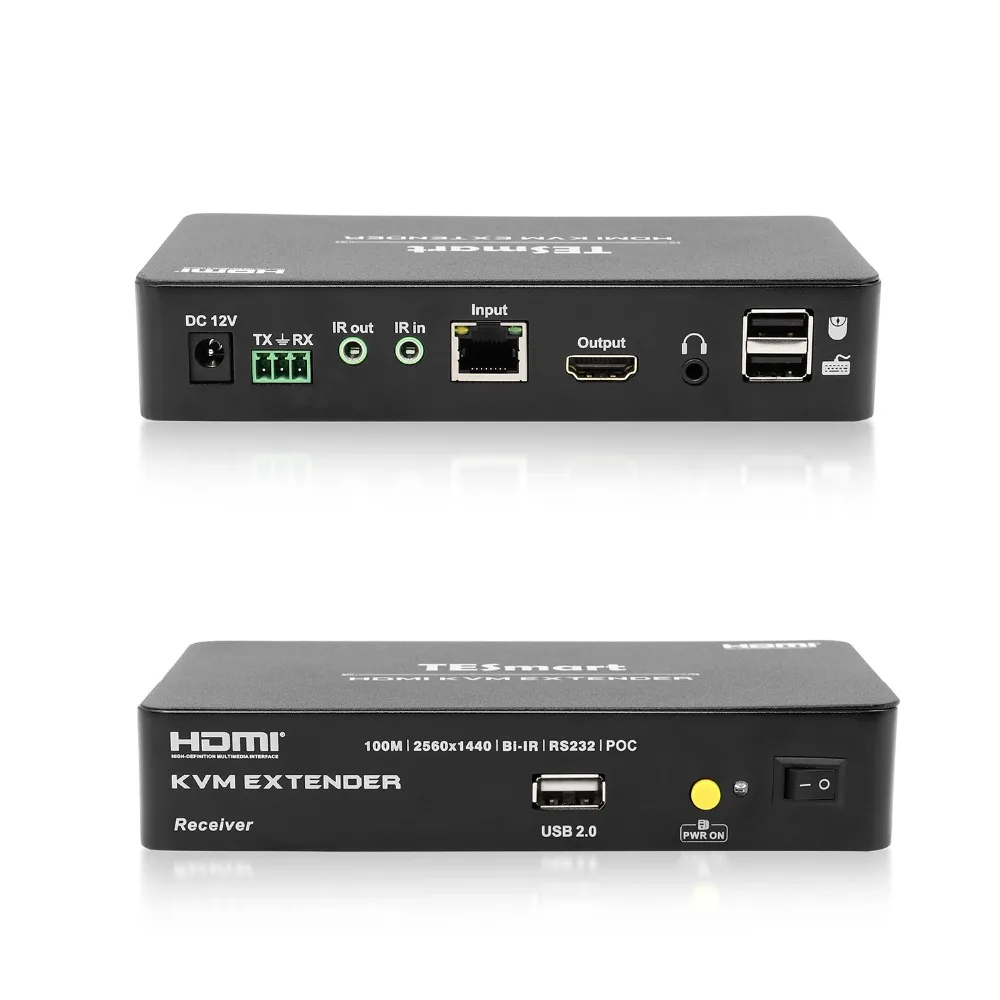 TESmart 328 футов удлинитель KVM HDMI по одной Cat5e/cat6 кабель 4K @ 30 Гц 1080 P с ИК-пульта дистанционного Поддержка дополнительный USB 2,0 RS232 PoC