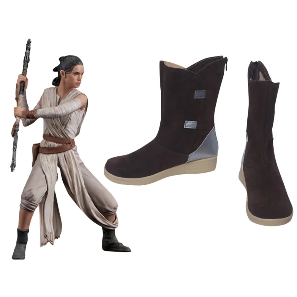Звездные войны: обувь для косплея «The Force Awakens Rey»; ботинки супергероя на Хэллоуин; карнавальный костюм; аксессуары