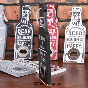 

Free shipping 500pcs/sets Restaurant Bar Cafe Home Wall Decoration Vintage Wood handcraft Creative Beer Bottle Opener