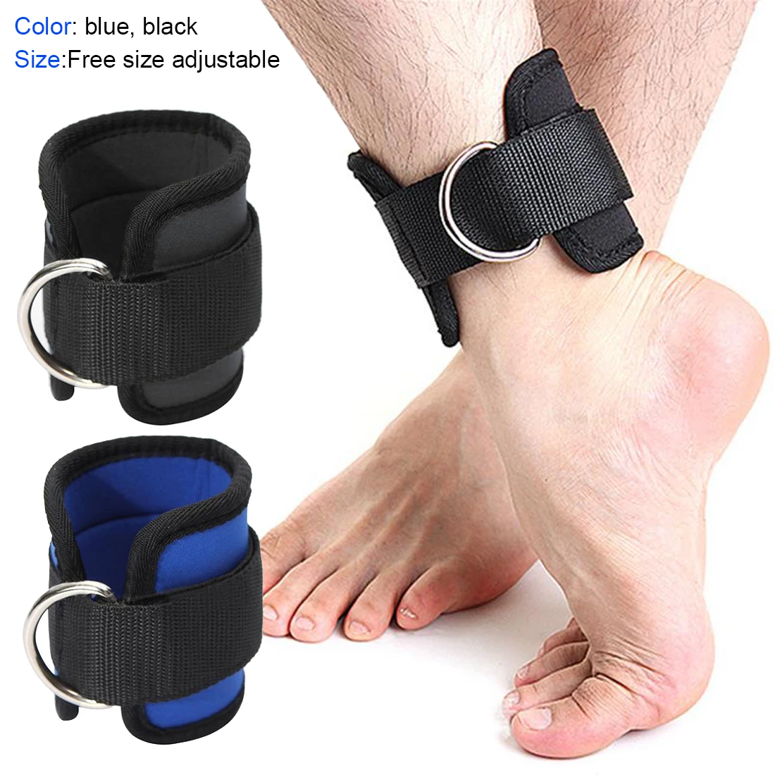 1PCS Pro Adjustable D-Ring Fitness Ankle Straps Foot Support Ankle Protector Gym Leg Pullery with Buckle Sports Feet Guard