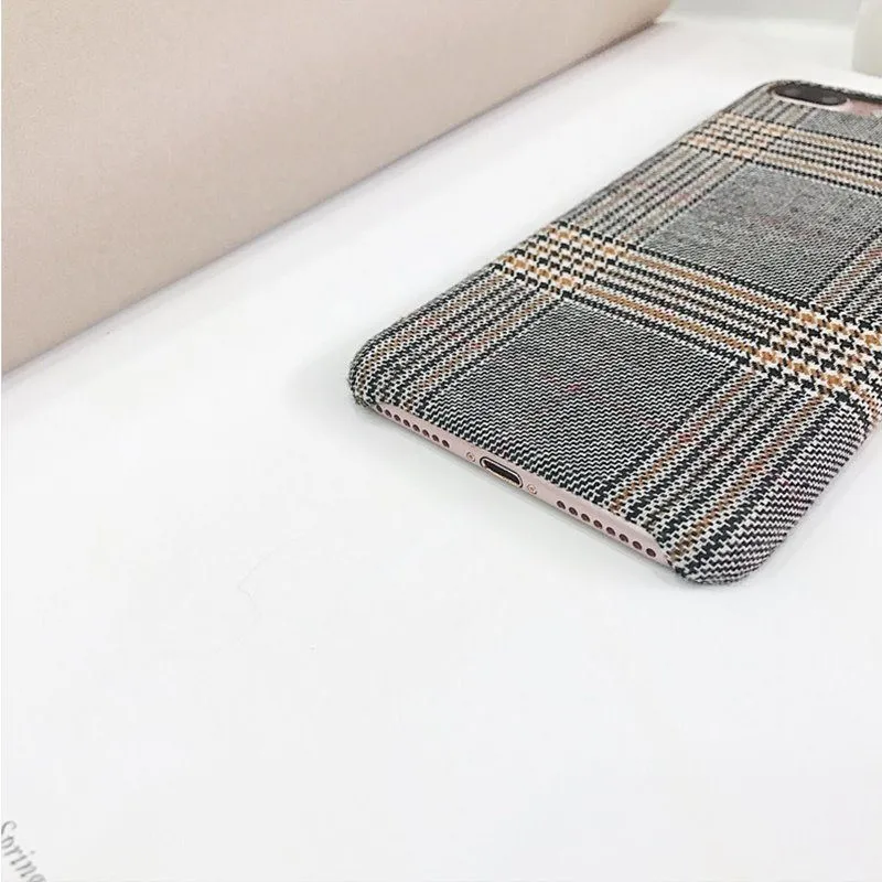 LUDI Warm Cloth Fabric Plush Phone Case for iPhone 7 Plus Simple Plaid Soft TPU Phone Case for iPhone 7 6 6s 8 plus X Back Cover04