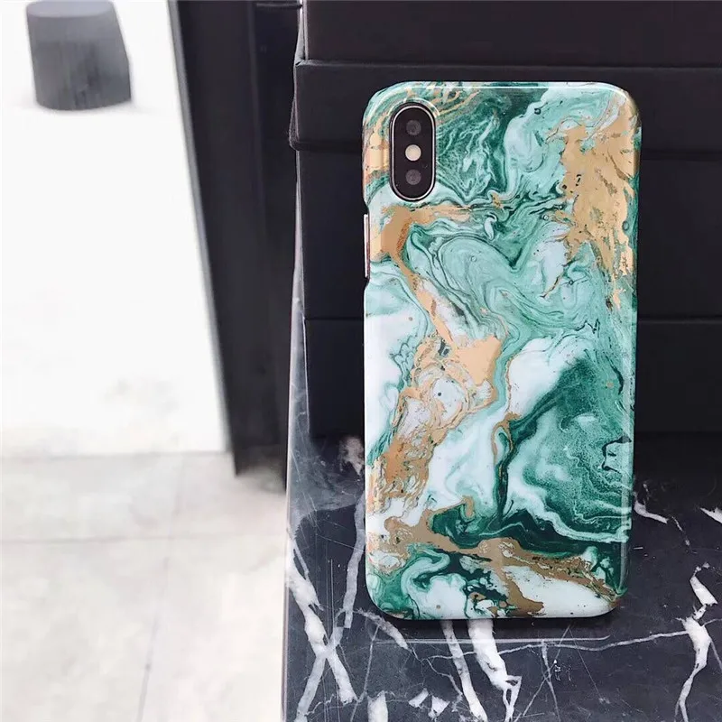 Luxury Green Black Marble Phone Case for Iphone X 10 Cover Soft TPU for Iphone XR XS Max 6s 6 7 7plus 8 8Plus 6 S Plus Case Capa