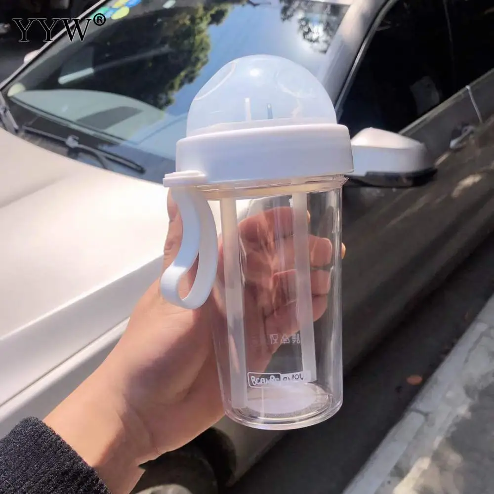 420ml Creative Couple Sippy Cups Sports Water Bottle With Straw Coffee Bottle For Of Water A Cup Of Double Drink Water Bottles