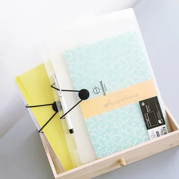 

A4 Plastic File Folder Portable Document Folder with Button Transparent Filling Bag Paper Organizer Office School Supplies