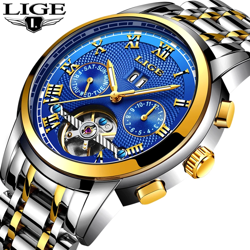 

LIGE Mens Watches Male Top Brand Luxury Automatic Mechanical Watch Men Full Steel Business Waterproof Watches Relogio Masculino