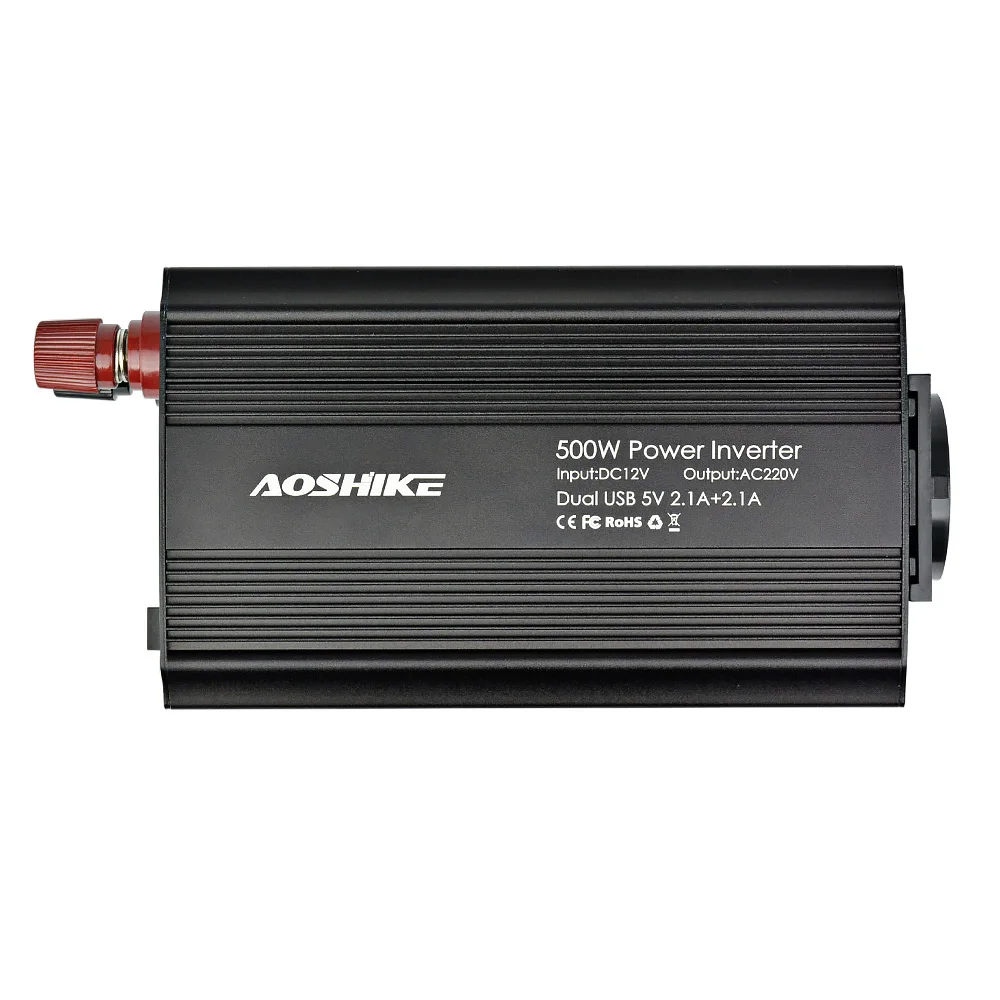 Автомобильный инвертор AOSHIKE, 12 В, 220 В, 500 Вт, 220 А, двойной USB, автомобильный инвертор ЕС, 12 В до в, автомобильный трансформатор напряжения, автомобильный адаптер
