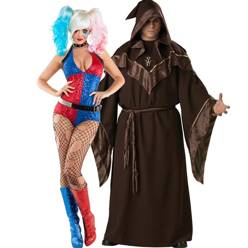 ChenKe Adult Harley Quinn Costume Funny Clown Circus Cosplay Carnival