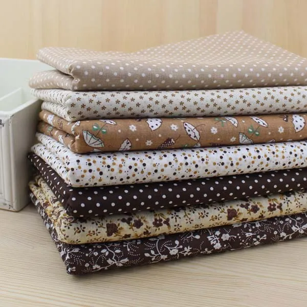 Booksew 7 Pieces/lot 50cmx50cm Vintage Brown Cotton Fabric Fat Quater Bundle Patchwork Fabric Tilda Cloth Quilting Tales