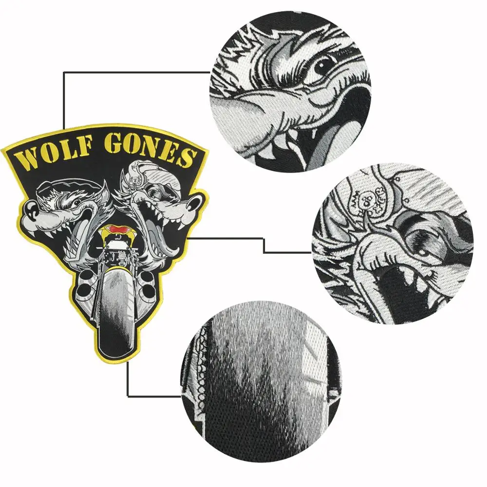 Lone wolf gones вышивка термонаклейки на заказ байкерские мотоциклетные нашивки для куртки украшения одежды DIY ваш собственный дизайн