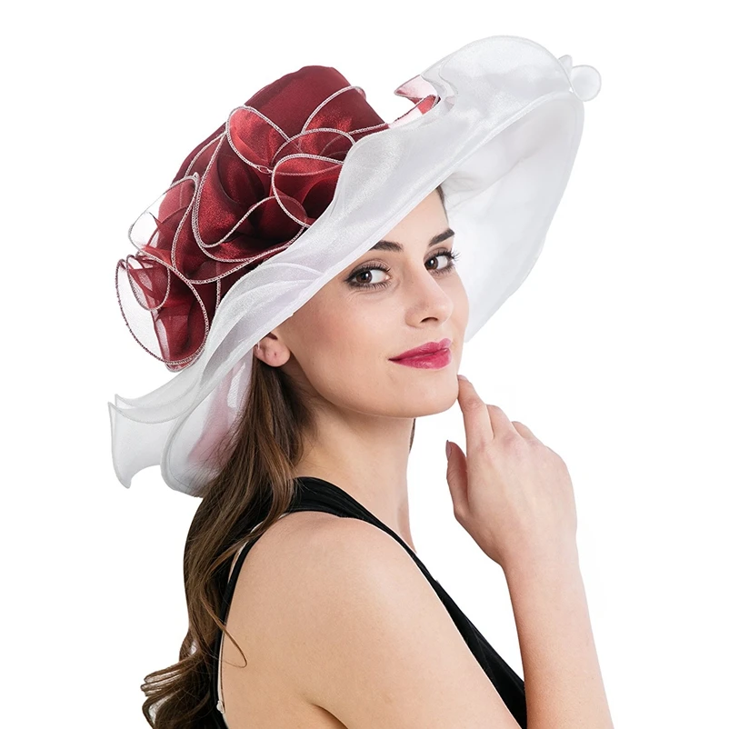النساء واسعة حافة قبعة الصيف الأورجانزا الشريط الزهور الأشعة فوق البنفسجية حماية الشاطئ الشمس قبعة السيدات قبعة ل عطلة الكنيسة كنتاكي ديربي... النساء واسعة حافة قبعة الصيف الأورجانزا الشريط الزهور الأشعة فوق البنفسجية حماية الشاطئ الشمس قبعة السيدات قبعة ل عطلة الكنيسة كنتاكي ديربي...