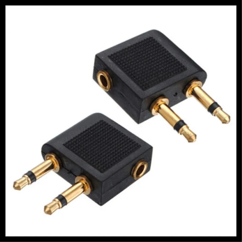 100pcs Airplane Travel Headphone Earphone Jack Audio Adapter 3 5 to 2 x 3 5mm