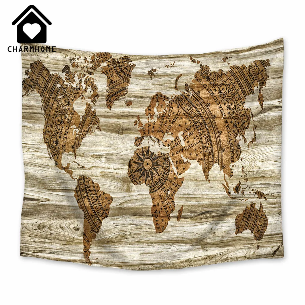 Buy CHARMHOME Polyester Wall Hanging World Map