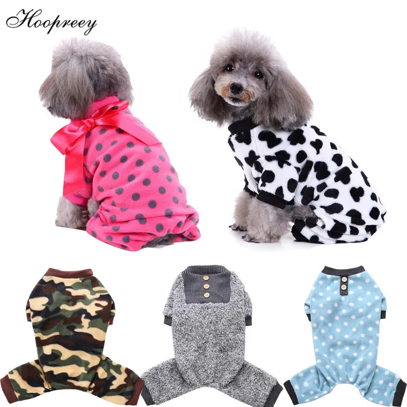 

Autumn Winter Dog Pajamas Soft Fleece Dog Jumpsuits Home Clothes for Small Puppy Dogs Print Pet Bottoming Shirts Ropa Perro 10A