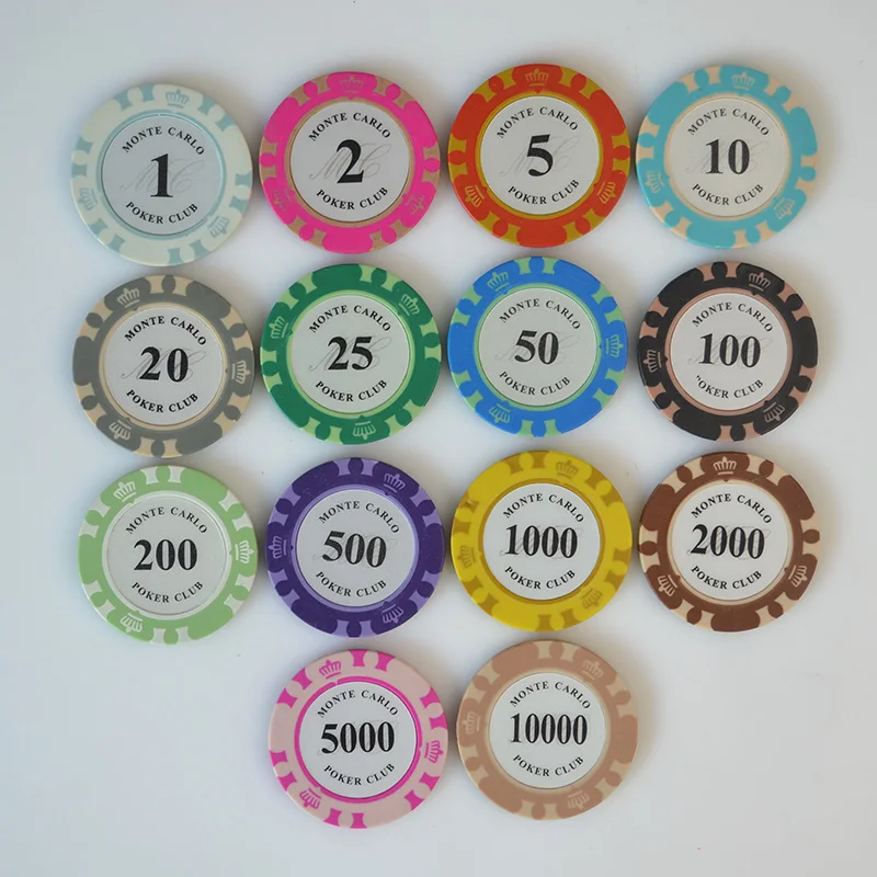 Бесплатная доставка 5 шт./компл. многоцветная 14 г казино Baccarat Корона Монте Карло дизайн глиняная Покерная фишка внутренняя металлическая с