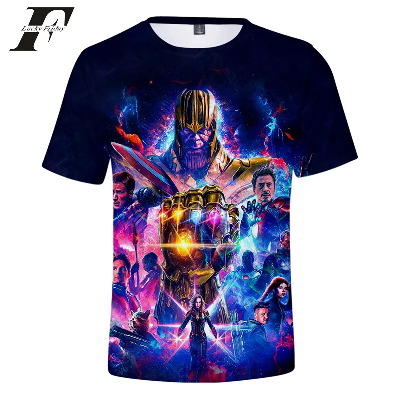 

2019 Avengers endgame 3D T shirt Short Sleeve Tshirt Men women hit hop Avengers end game T-Shirt Animer Clothing Streetwear