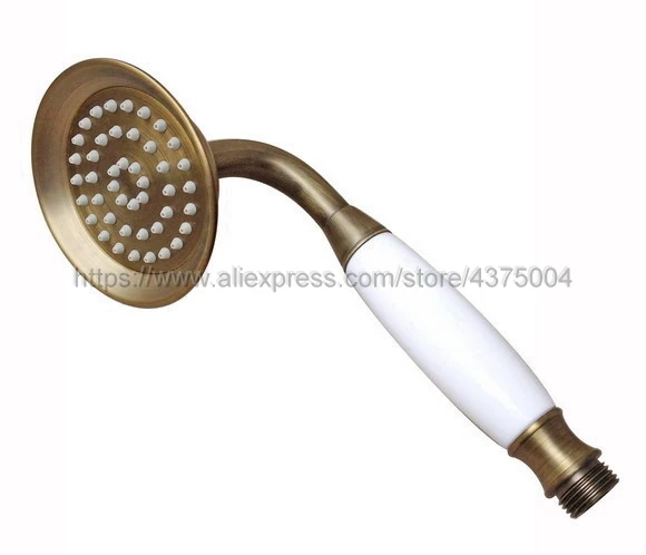 Antique Brass Bathroom Rainfall Shower Faucets Set Double Handle Mixer Tap Wall Mounted Bath Showers Sets Nan510