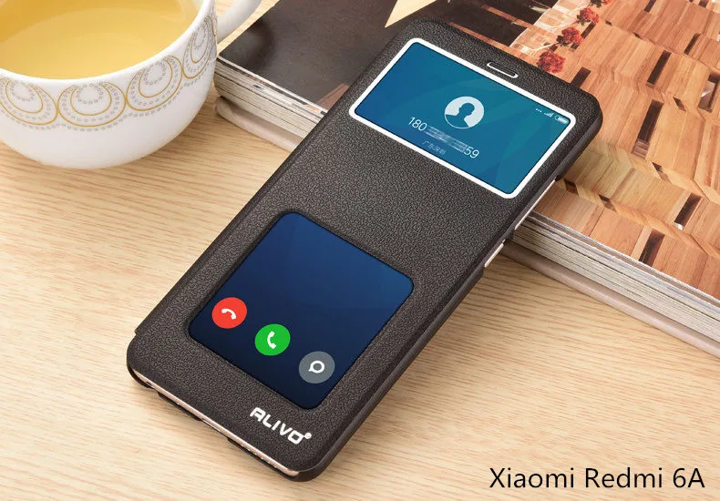 Xiaomi redmi 6A case Business View Window PU Leather Case For mi a2 lite Flip Stand Cover ALIVO Brand #04011 |