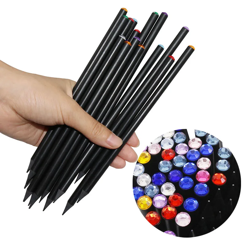 50 точилка HB Алмазный цвет карандаш канцелярские принадлежности для рисования милые карандаши для школы липа Офис Школа милый - Цвет: Black pencil 50 pcs