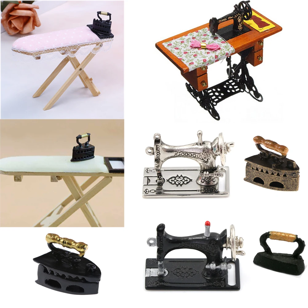 

Miniatura Toy Vintage Miniature Sewing Machine Furniture Toys Gifts For 1/12 Doll House Decor Retro Children Toys Accessories