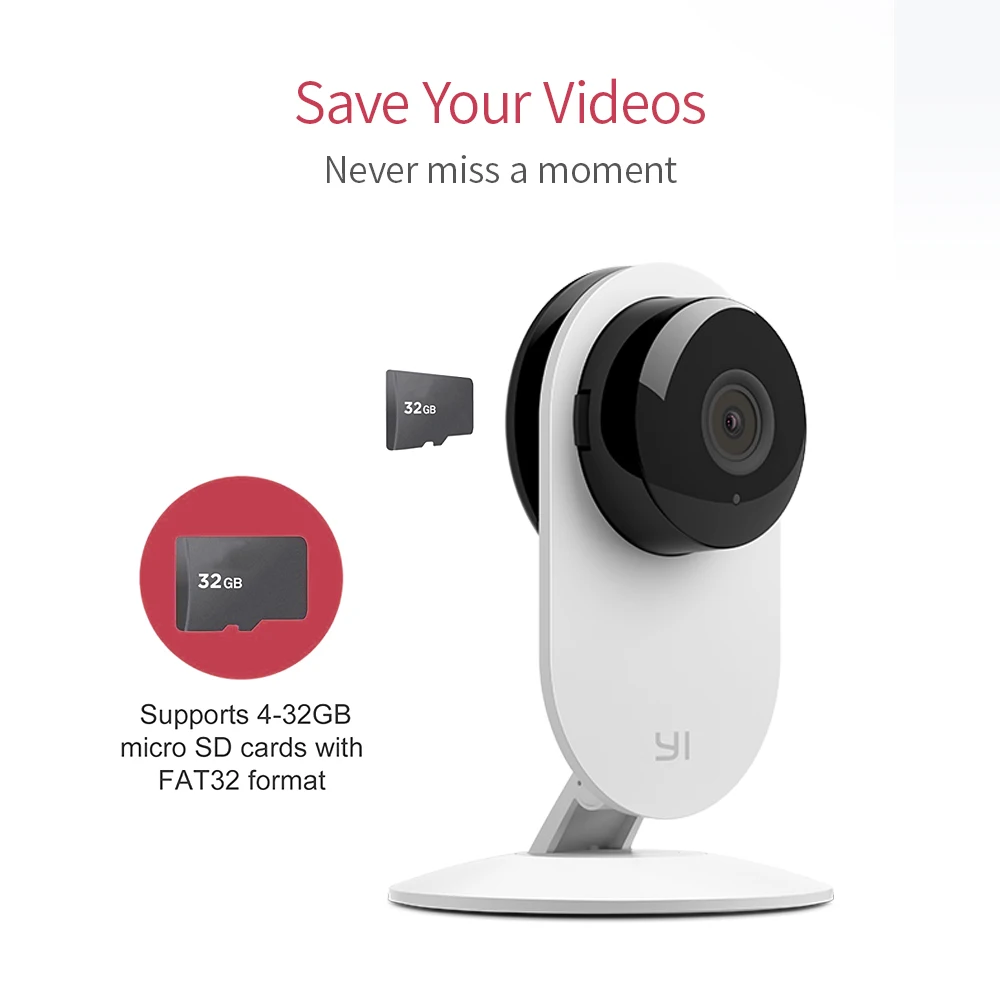 Домашняя камера YI Home Camera 720p 4 шт. 111° широкоугольный объектив Двухсторонняя аудиосвязь Оповещения об активности