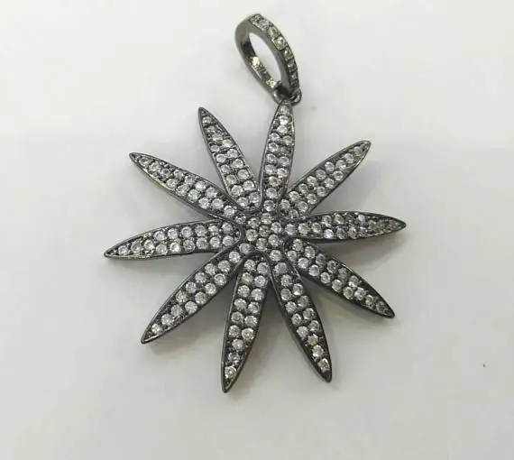 6 шт. Gunmetal микро pave бисера cz микро проложить 12x45 лист кулон