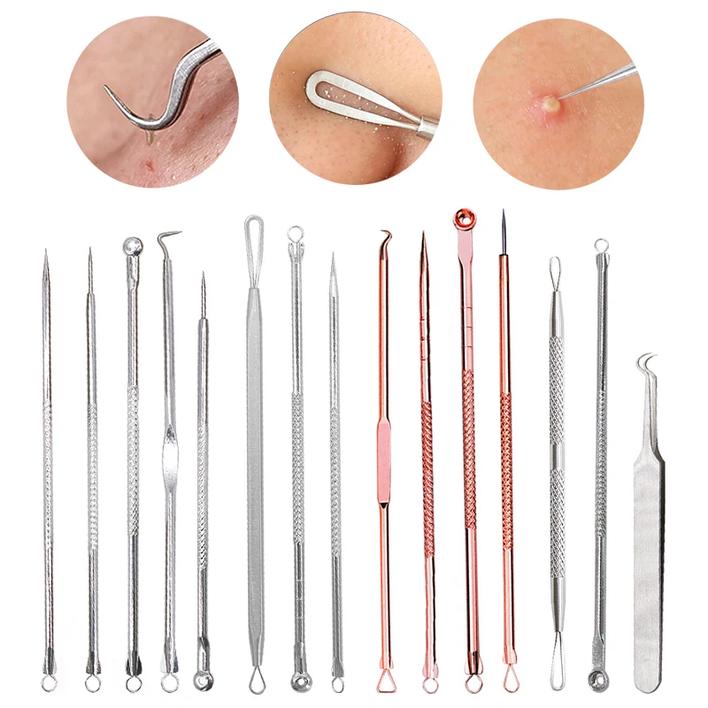 

2Pcs/Set Acne Needle Tweezers Face Care Blackhead And Pimple Remover Comedone Acne Extractor Point Clean Black Head Remover Tool
