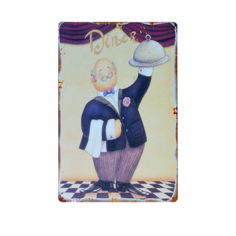 Столовый доска винтажные металлические жестяные знаки Бар Паб, Ресторан декоративные тарелки официанта наклейки на стену для шеф-повара железа плакат домашний декор MN31 - Цвет: D