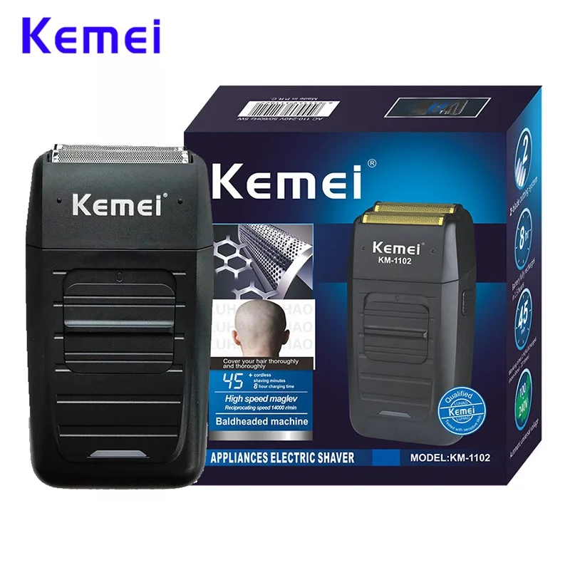 

Kemei KM-1102 Electric Shaver For Men Rechargeable Cordless Shaver Twin Blade Reciprocating Beard Razor Multifunction Trimmer