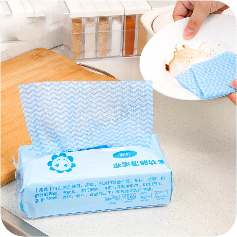 

80PCS Environmental Disposable Non-woven Clean Cloth Multi-purpose Fabric Towel Cloth Wiping for Home Kitchen Dish Souring Pads