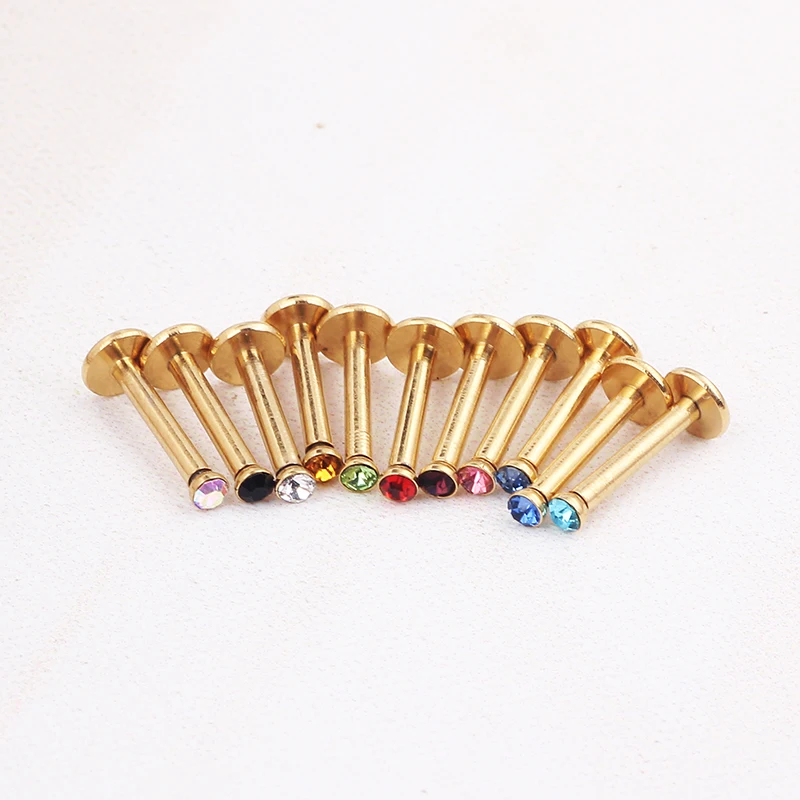 JUNLOWPY Titanium Anodized Stainless 16G Labret Monroe Lip Rings Body Jewelry Tragus Helix Piercing Earring Studs Barbell 100pcs