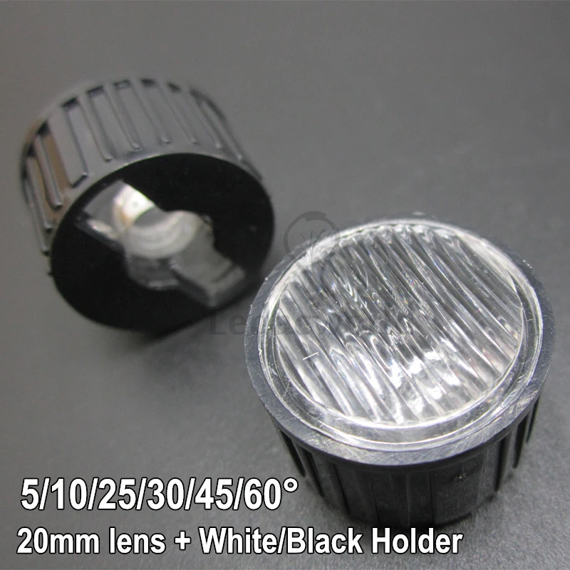 10pcs 30°led Lens for 1W 3W 5W Hight Power LED with 20mm White holder
