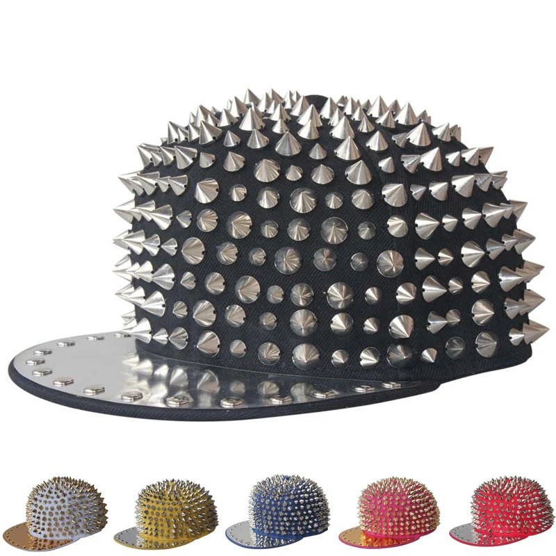 Европейская ручная работа, полностью пластиковая Панк Бейсболка с заклепками, s, для мужчин и женщин, уличная хип-хоп кепка, для улицы, регулируемая, расклешенная Кепка 55-60 см