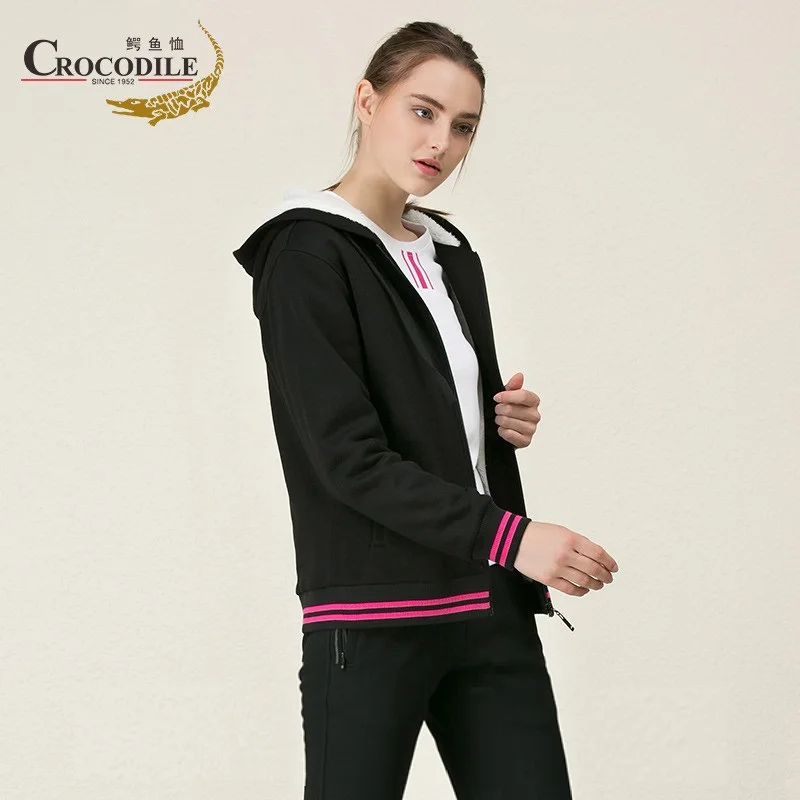 

Crocosport Winter Women Fleece Jacket Femme Thermal Hooded Windbreaker Ladies Sport Suits for Women's Coat Sportwear Top Apparel