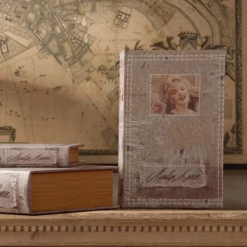 

Vintage fake book luxury decorative book photography props retro fake books storage box wook craft book home decor study room