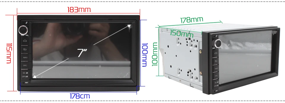 MARUBOX 7A707,Универсальная автомагнитола 2 DIN,Универсальное головное устройство 2 din,автомобильный мультимедийный плеер, Android 7.1,Android 8.1,1024*600 HD " ips, gps, Wi-Fi, навигация