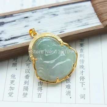 

00326 A Grade 100% natural Chinese stone Laughing Buddha stone pendant