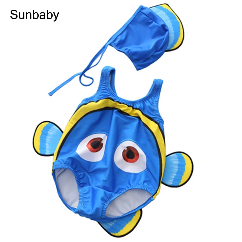 SUNbaby Клоун Рыба Ребенок Плавать Одежда 2 шт мультфильм без рукавов купальный костюм для мальчиков девочек Купальники для малышей для 0-2 года S0302
