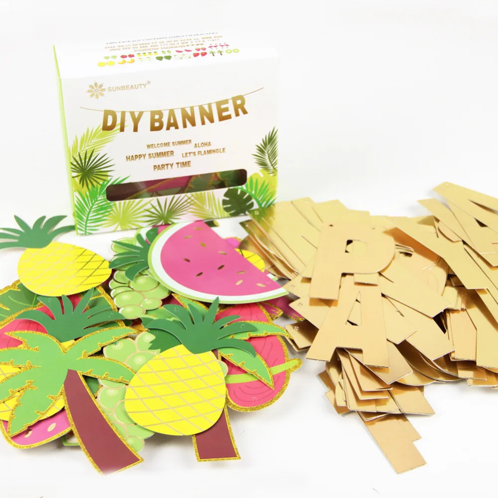 

Hawaiian Party Decorations DIY Flamingo Letter Banner Summer Banner Flamingo and Pineapple Party Favors Sunbeauty