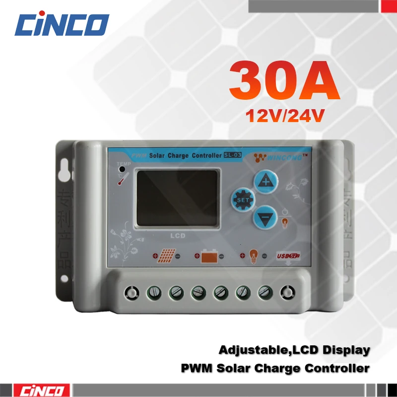 

SL03-30A 12V/24V Lithium battery Solar controller,LCD display timer lighting control charger to solar battery