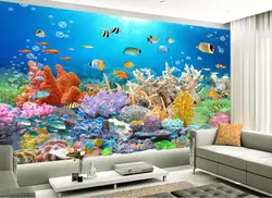 Пользовательские фото 3d комната обои нетканые изображение коралловых рифов Fish украшения живопись 3d настенные фрески обои для стен 3 D