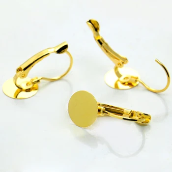 

20pcs 10mm Hook Earrings Round flat Bezel Setting Tray for Cameo Cabochons Antique Bronze Silver plated diy Jewelry Accessories