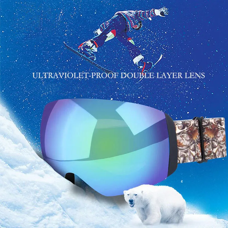 Professional Snowboard Goggles for Men Women Winter Snowmobile Anti-fog Windproof Ski Glasses Skiing Mask Double Lenses UV400 | Спорт и