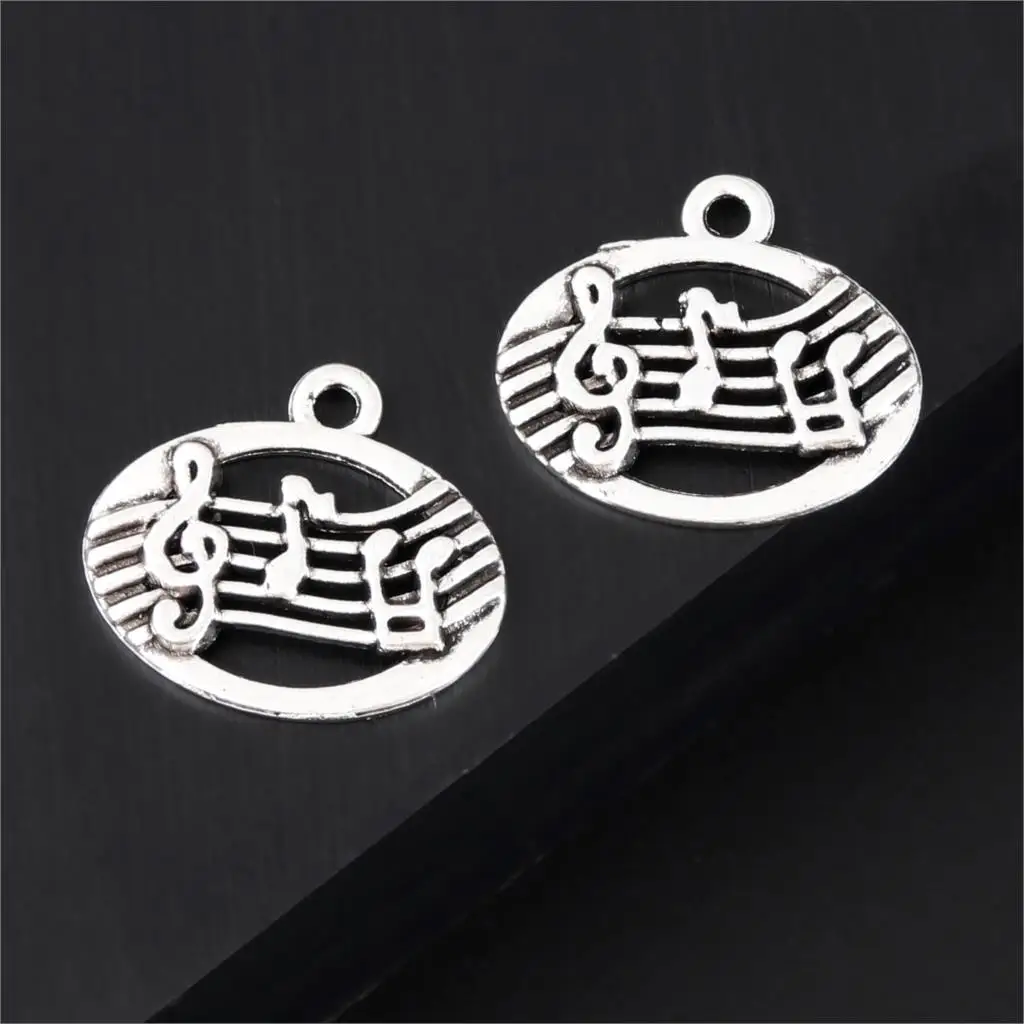 

25Pcs Antique Sliver Music Note Charms Finding Singer Musical Series Pendant Collier Bracelet Jewelry Accessories 20X18mm A3294
