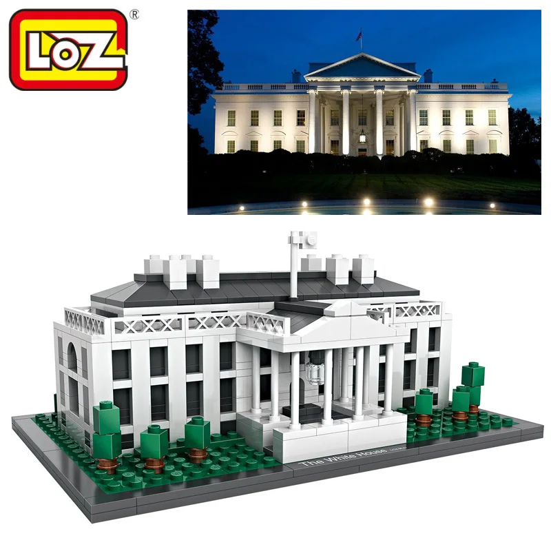 

Loz World Famous Architecture USA The White House Mini 3D Model Building Blocks DIY Assembly Bricks Toys for Children