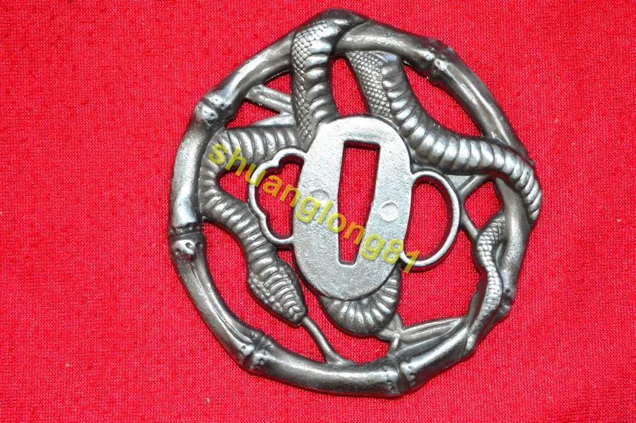Wonderful Handmade Snake Tsuba Guard Japan Japanese Alloy Guard Tsuba