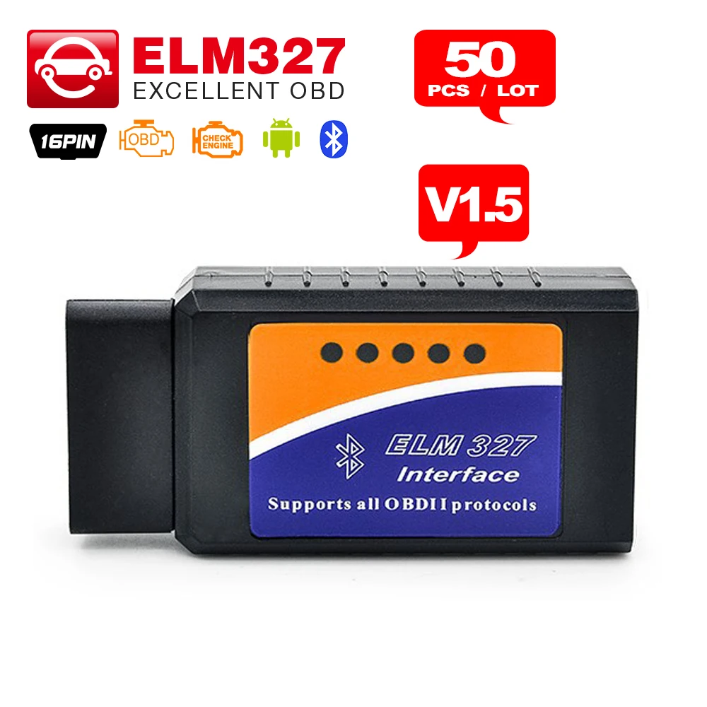 imágenes para 50 Unids/lote DHL libre ELM327 V1.5 Bluetooth/Wifi/ELM 327 USB opcional Compatible Con OBD II Protocolos OBDII OBD2 Diagnostic escáner imágenes para 50 Unids/lote DHL libre ELM327 V1.5 Bluetooth/Wifi/ELM 327 USB opcional Compatible Con OBD II Protocolos OBDII OBD2 Diagnostic escáner